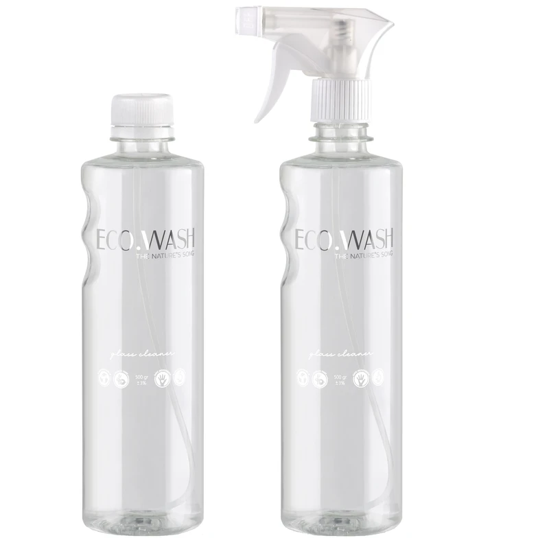 اسپری شیشه پاک کن اکو واش مدل شفاف حجم 500 میلی لیتر مجموعه 2 عددی