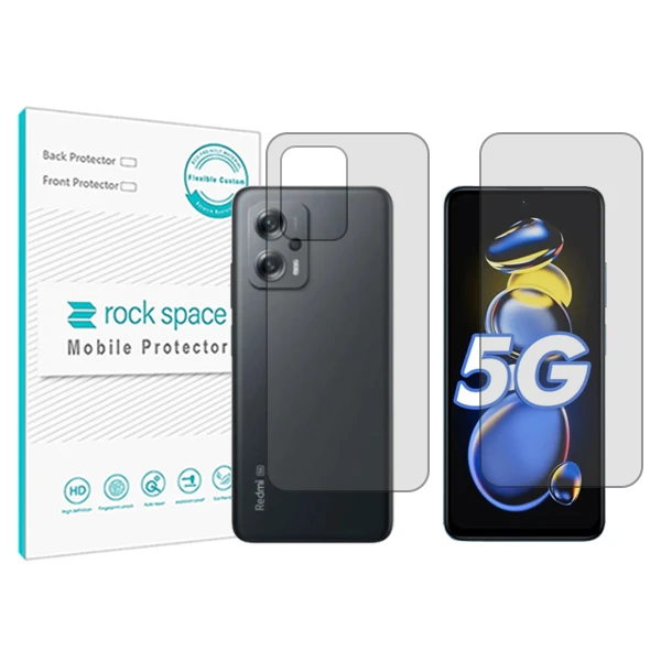 محافظ صفحه نمایش شفاف راک اسپیس مدل HyGEL  مناسب برای گوشی موبایل شیائومی Redmi Note 11T Pro به همراه محافظ پشت