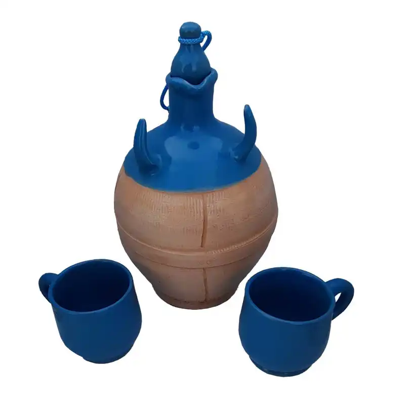 ست 3 تکه کوزه و لیوان سفالی مدل گرد کد 33