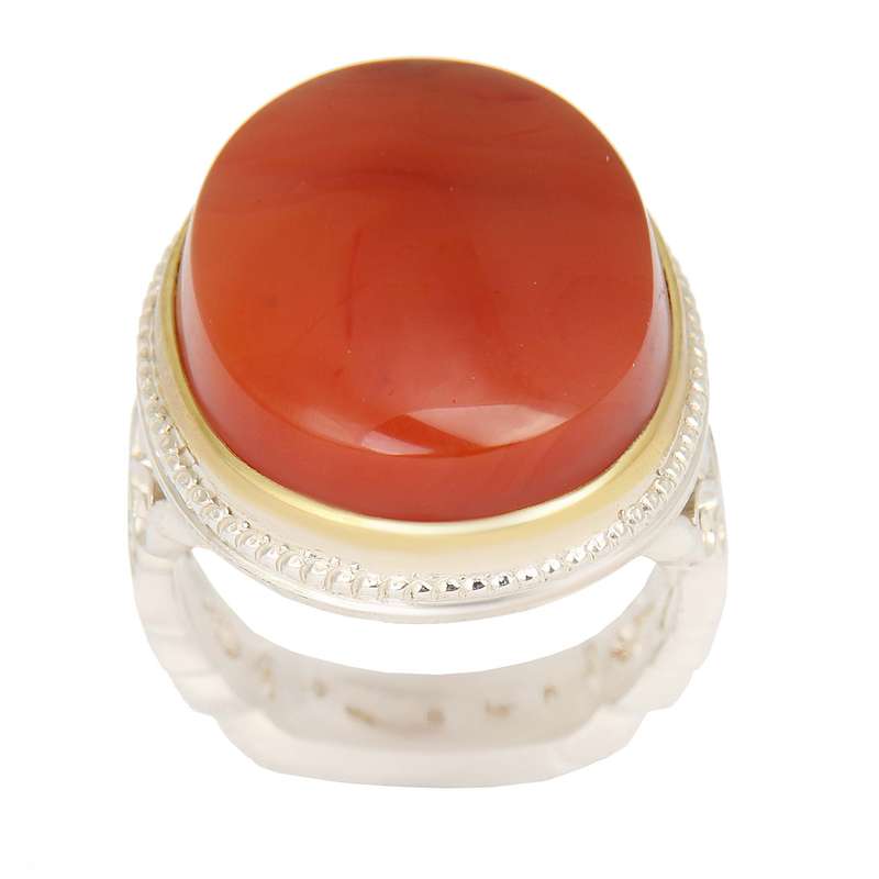 انگشتر نقره مردانه بازرگانی میلادی مدل عقیق یمانی رکاب دست ساز کد AM_2352