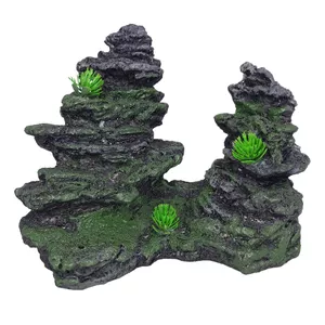 صخره تزیینی آکواریوم مدل دوقلو گیاه دار کد A000