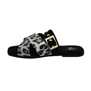 صندل زنانه سیی 1966 مدل پلنگی ضربدری کد 2247