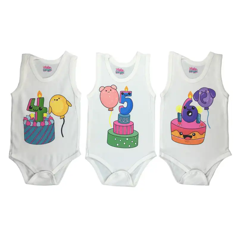 بادی نوزادی لالاآنجل مدل ماهگرد طرح کیک بادکنکی مجموعه 12 عددی