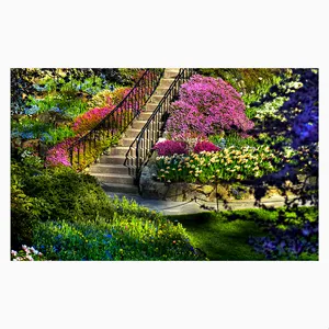 فرش پارچه‌ای مدل فرشینه طرح راه پله سرسبز کد AR3058805