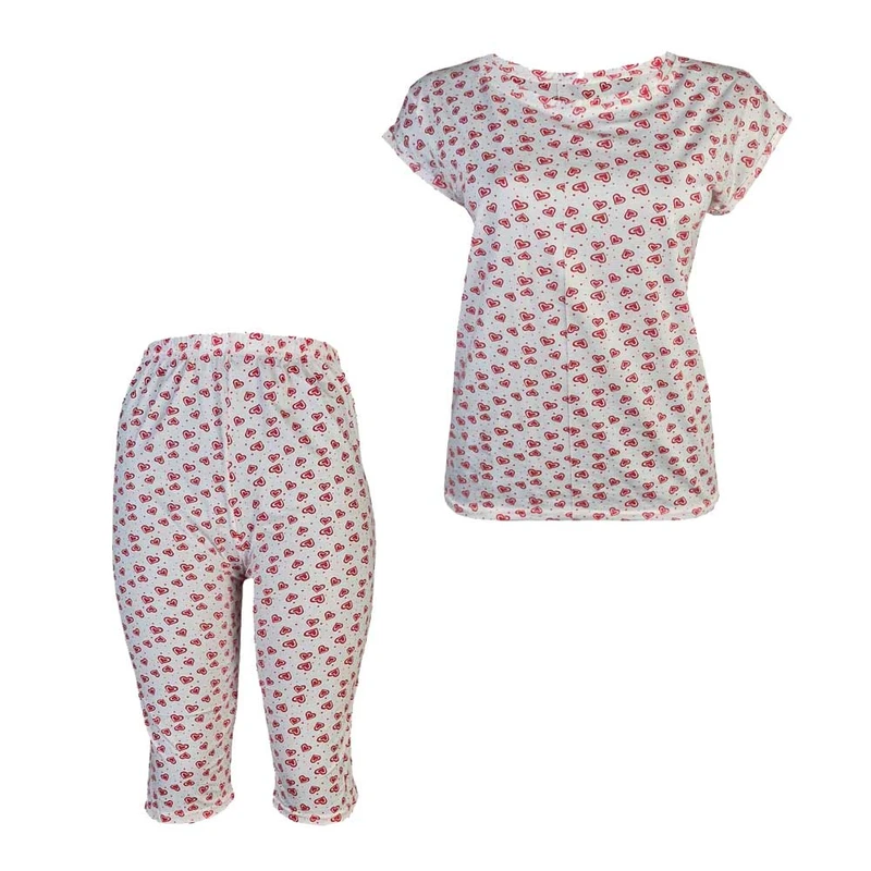 ست تی‌شرت و شلوارک زنانه مدل تریکو قلبی 606