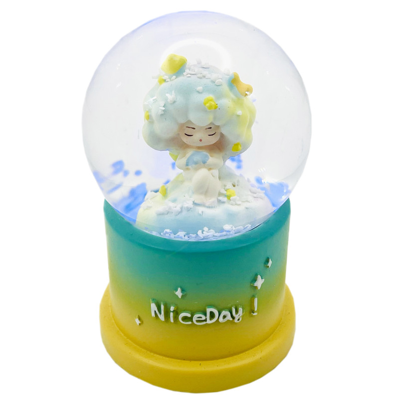 گوی چراغ‌دار مدل Nice Day طرح دخترک مو رنگی و ستاره کد B5927
