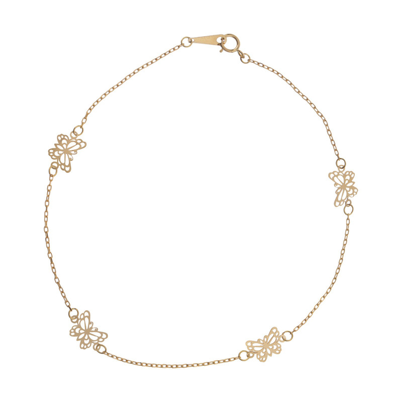 پابند طلا 18 عیار زنانه گالری یارطلا مدل پروانه کد PA03