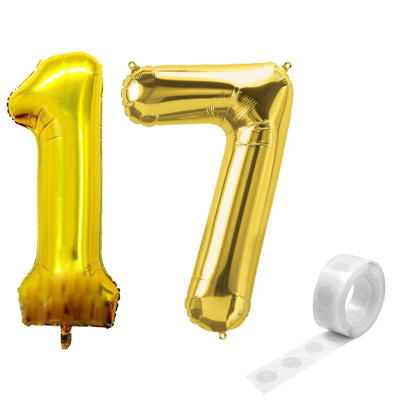 بادکنک فویلی و چسب بادکنک مسترتم طرح عدد 17 پلاس