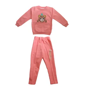 ست سویشرت و شلوار دخترانه مدل خرس عروسکی رنگ صورتی