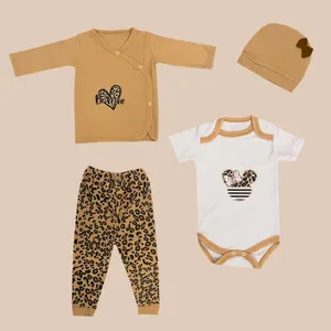 ست 4 تکه لباس نوزادی مدل پلنگی