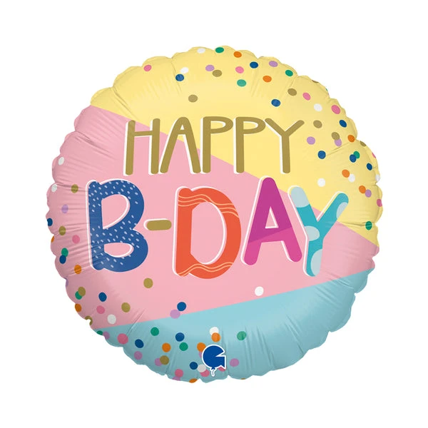 بادکنک فویلی مدل گرد HAPPY B-DAY تولدت مبارک کد KP-HBD-4894