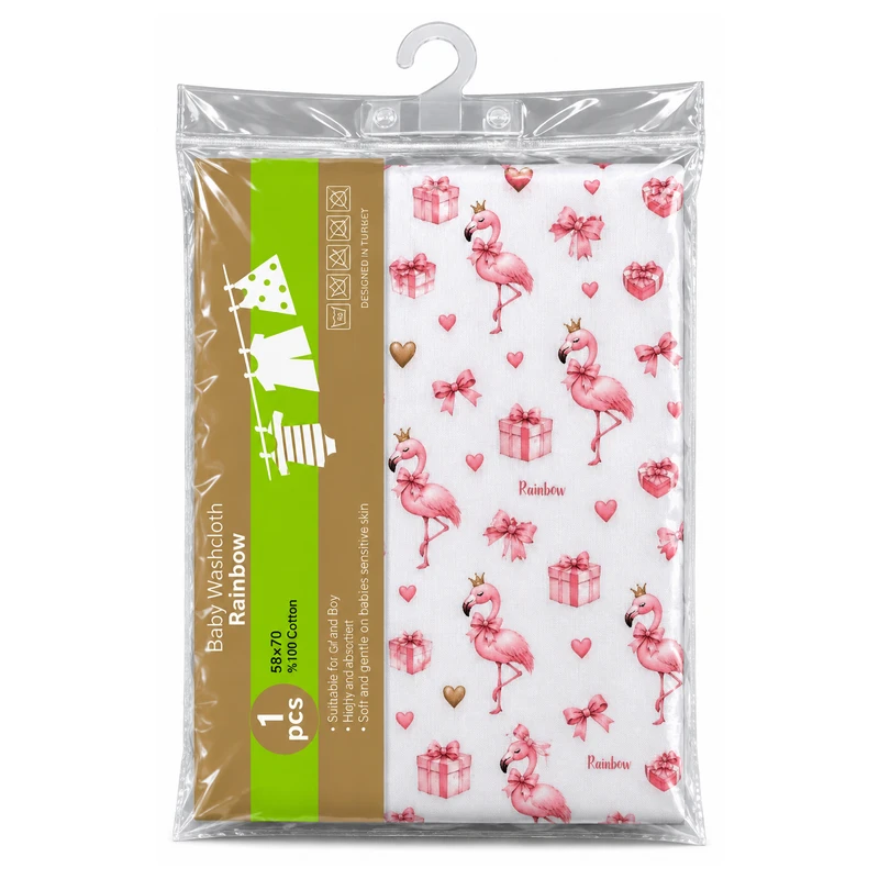 خشک‌کن نوزاد رینبو مدل Pink-Flamingo سایز 58×70 سانتی متر