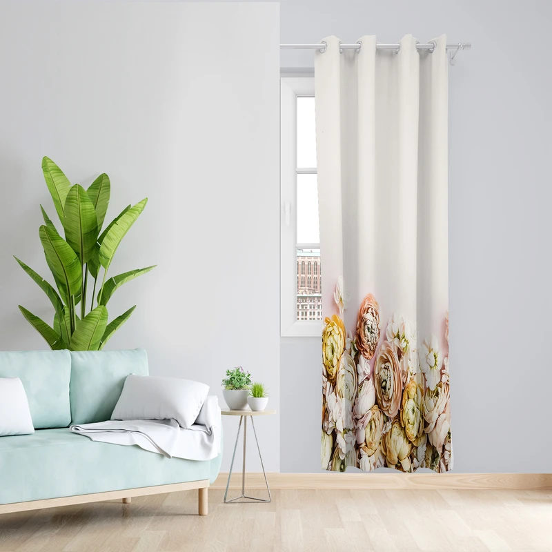 پرده طرح گل مدل مخمل پانچی کد  L 256 Z سایز 140x200 سانتی متر