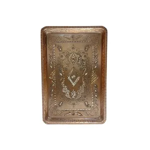 سینی مسی مدل قلمزنی طرح الماس تراش کد 662