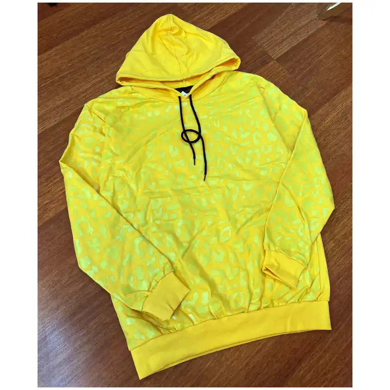 هودی زنانه مدل  پلنگی کد 1527 رنگ زرد