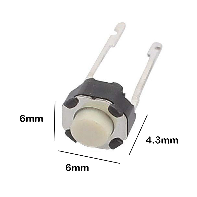 میکرو سوئیچ مدل Vertical-6×6×4.3-2P-Round بسته 10 عددی میکرو سوئیچ مدل Vertical-6×6×4.3-2P-Round بسته 10 عددی