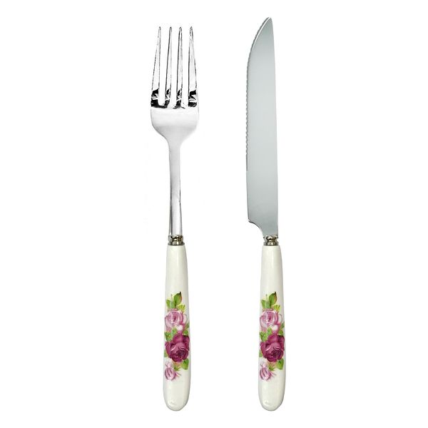 ست کارد و چنگال میوه خوری 12 پارچه طرح فلاور