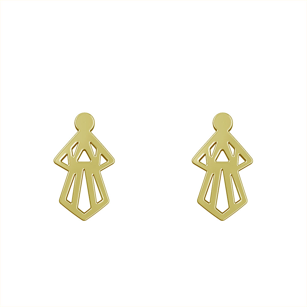 گوشواره طلا 18 عیار زنانه مدوپد مدل هندسی کد GA1-10203