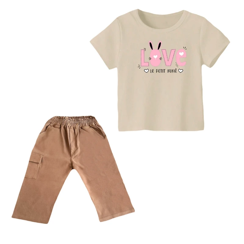 ست تی شرت و شلوارک دخترانه مدل خرگوش کد ۱۴