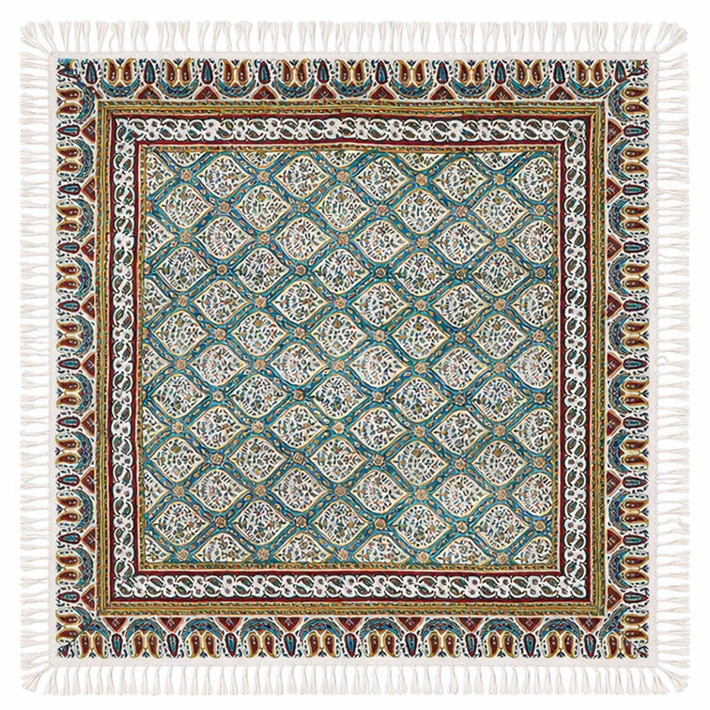 رومیزی قلمکار صنایع دستی فاخر مدل اعلی طرح گنبد مسجد شیخ لطف الله اصفهان کد Sq80DomeGr