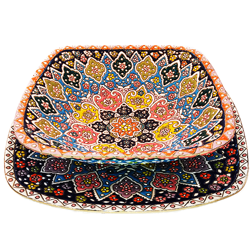 ست بشقاب و میوه خوری مینا کاری کد M_09