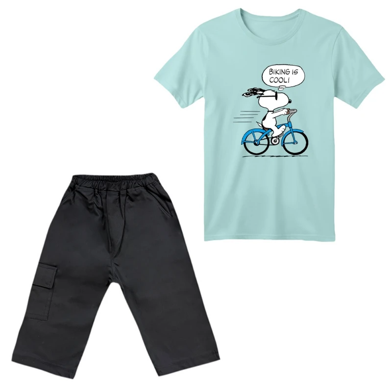 ست تی‌شرت آستین کوتاه و شلوارک پسرانه مدل اسنوپی کد ۸۹