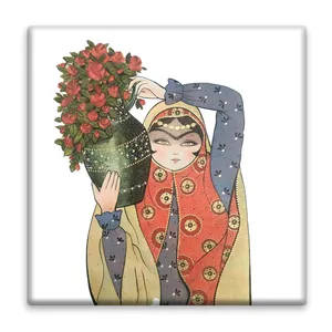 زیر لیوانی  مدل بانو و گل کد    3864482_1956