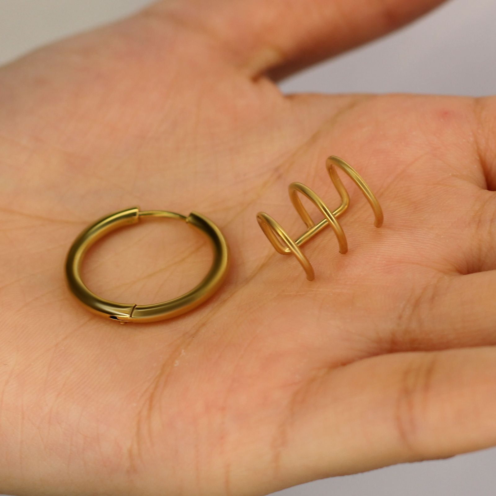 پیرسینگ گوش زنانه پایتخت مدل PS726006_GO مجموعه 2 عددی -  - 2