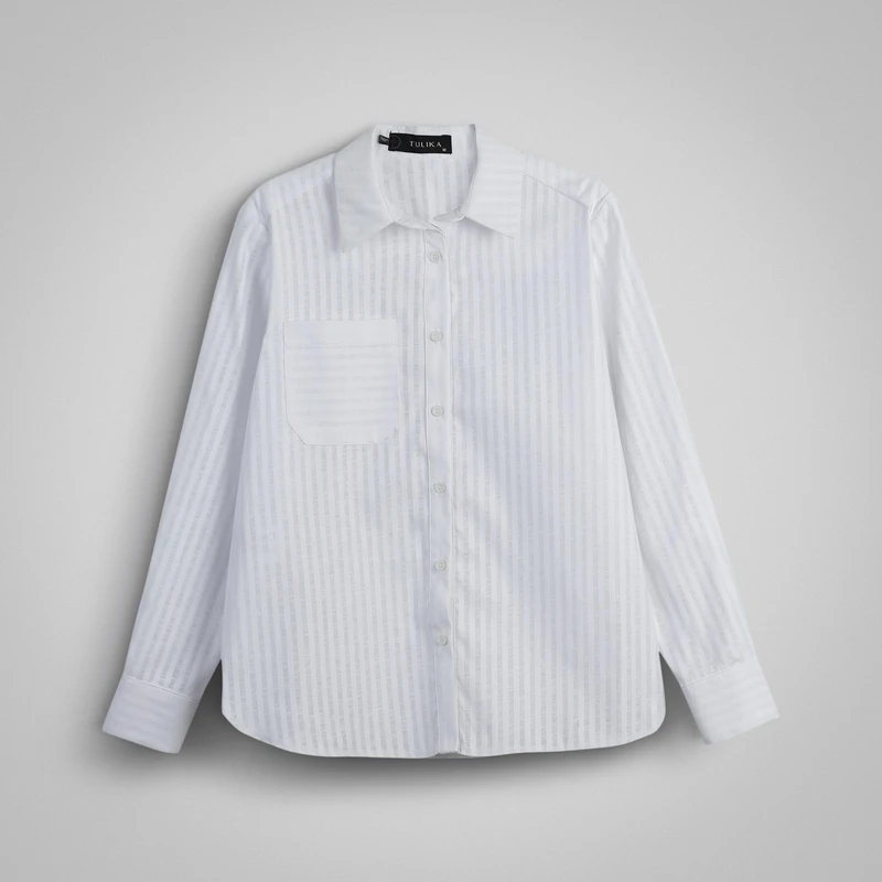 شومیز آستین بلند یقه برگردان زنانه تولیکا مدل 33098W3M