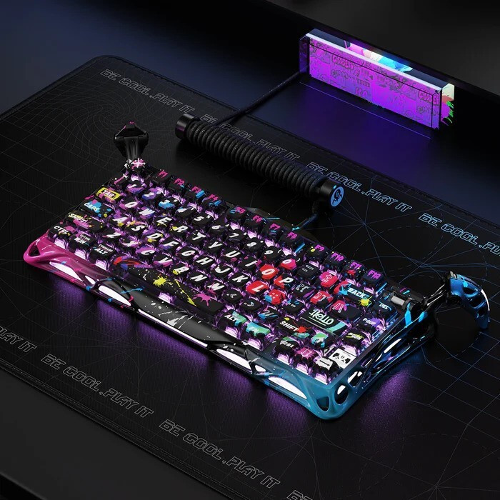 کیبورد مخصوص بازی گراوا استار مدل Mercury V75 Pro Special Edition Neon Graffiti