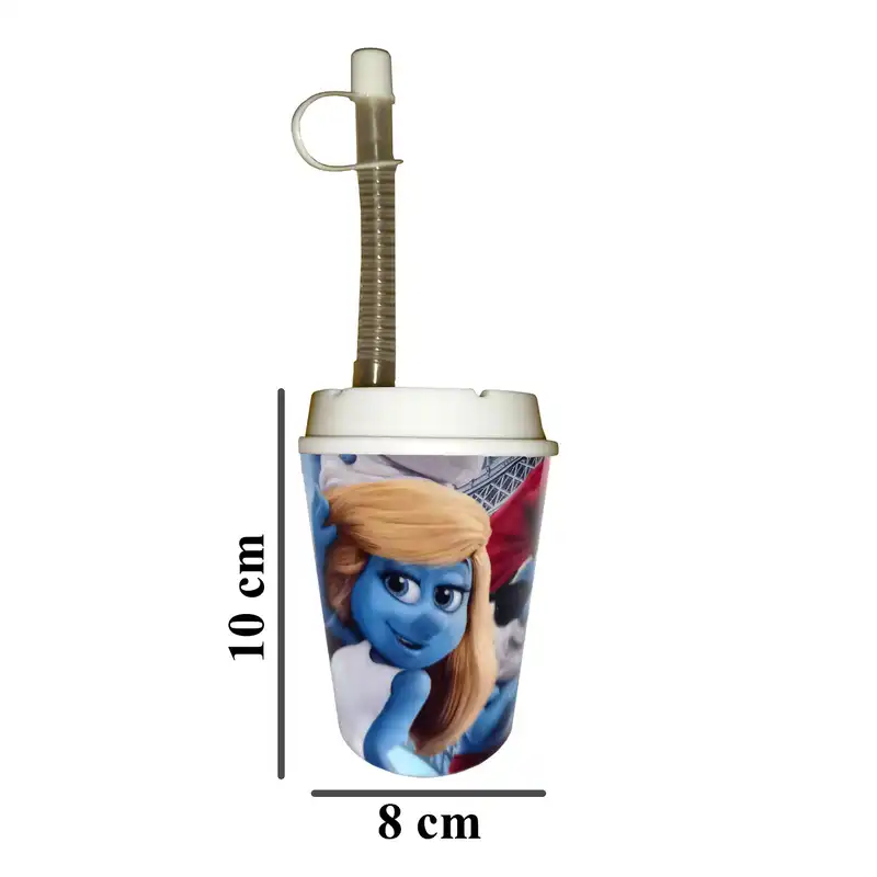 لیوان کودک مدل نی دار طرح اسمورف کد 0001-S