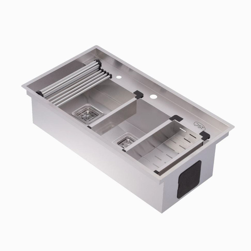 سینک ظرفشویی استیل توکار دو لگنه مدل دی اس تی 90