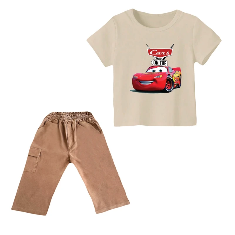 ست تی شرت و شلوارک پسرانه مدل ماشین ها کد ۷