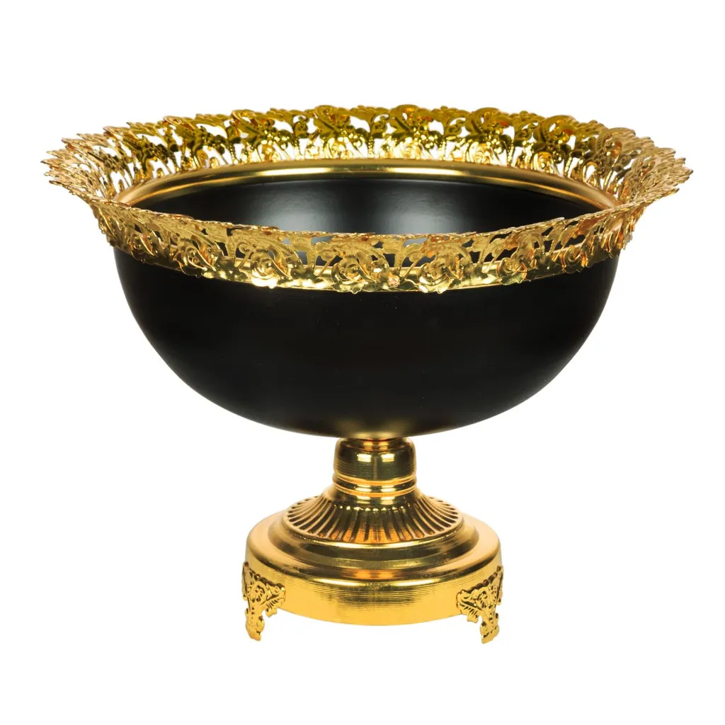 میوه‌خوری پایه‌دار چشمه نور مدل B8039/BK-G با پوشش آبکاری طلایی و استاتیک مشکی، مناسب شست‌وشو با دست
