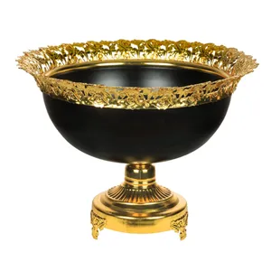 میوه‌خوری پایه‌دار چشمه نور مدل B8039/BK-G با پوشش آبکاری طلایی و استاتیک مشکی، مناسب شست‌وشو با دست