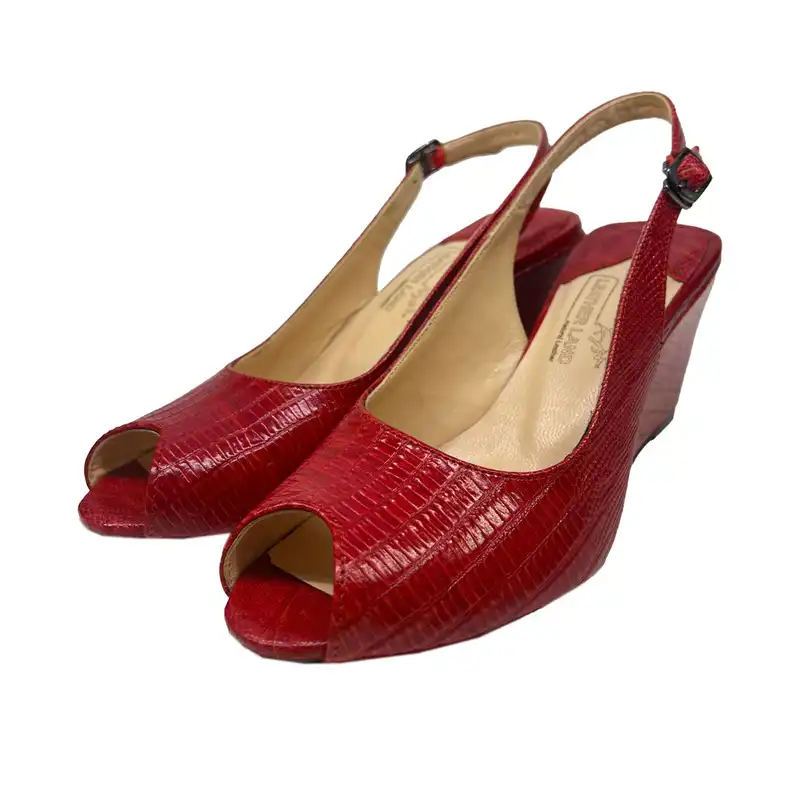 صندل زنانه سرزمین چرم کد 141724 رنگ قرمز