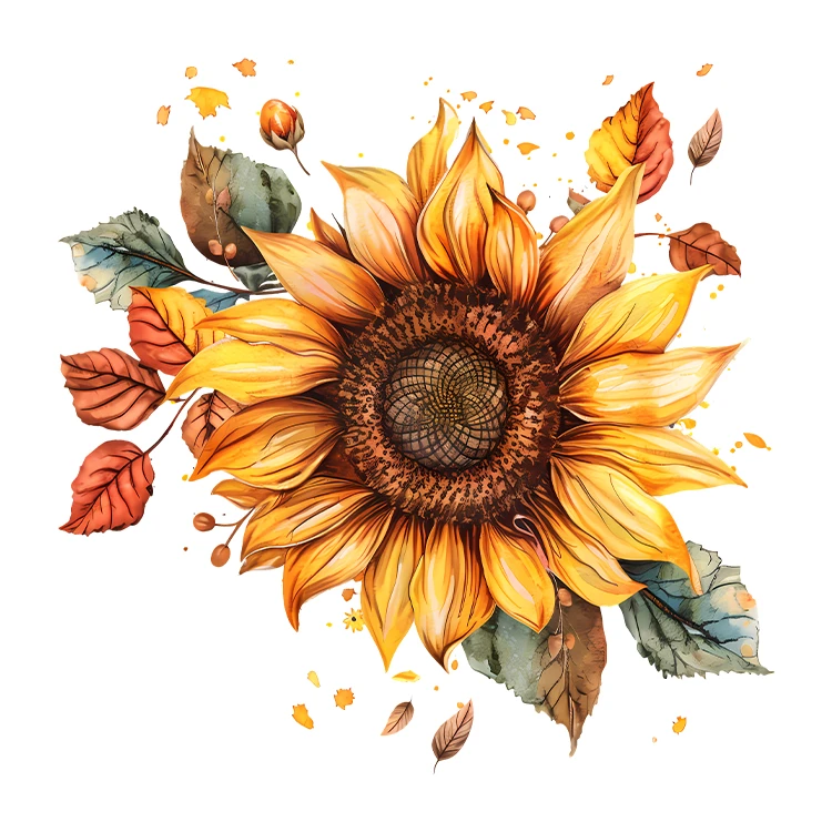 استیکر پارچه و لباس پاد آفرین مدل گل آفتابگردان کد S5458