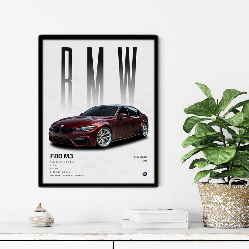 تابلو آتریسا طرح ماشین BMW مدلATC151 فریم مشکی