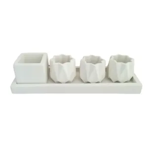 ست 5 تکه گلدان و زیرگلدانی بتنی طرح مینیاتوری مدل A44