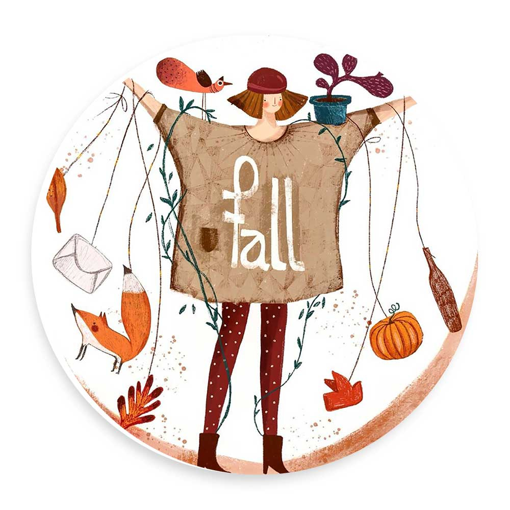 دیوارکوب طرح دختر و روباه مدل wtb228