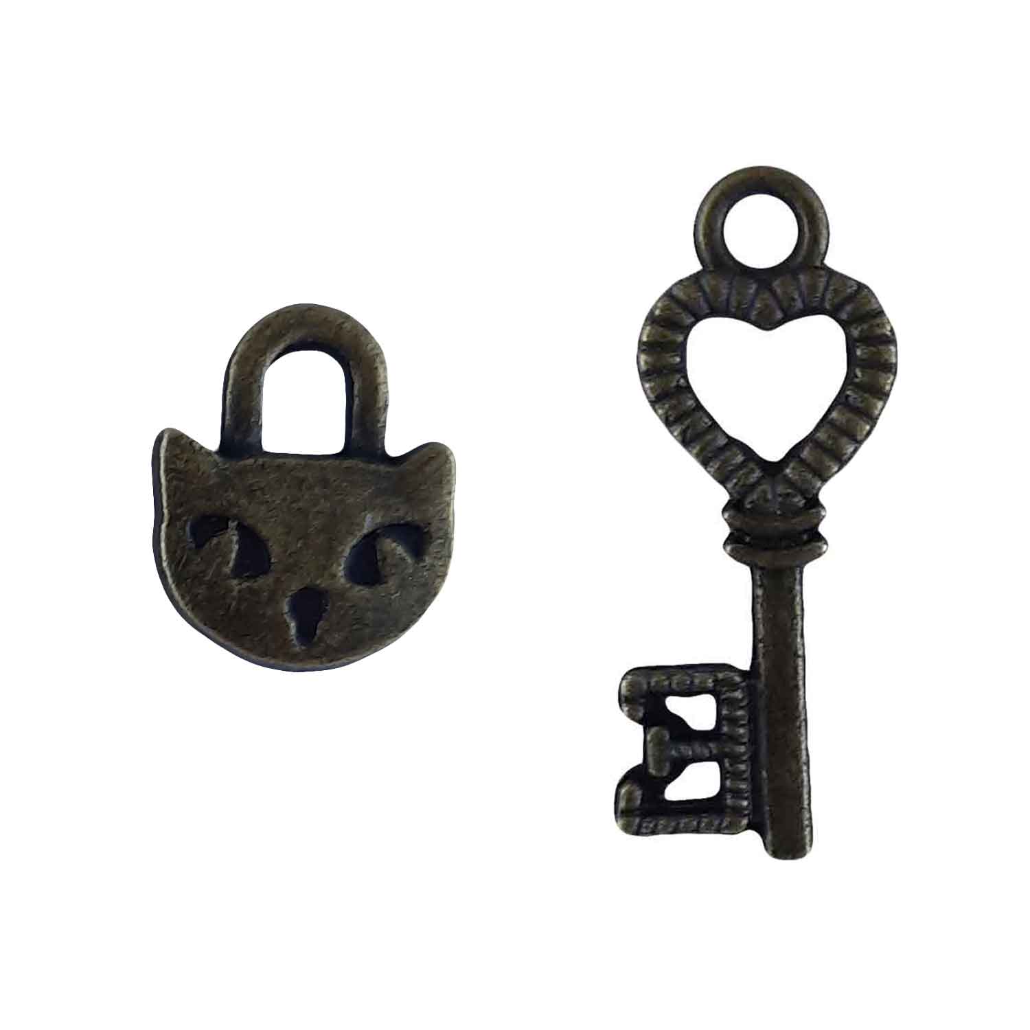 آویز دستبند طرح کلید و قفل مدل k1 مجموعه 2 عددی