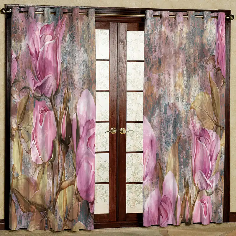 پرده مدل شکوفه گل رز مخمل پانچی کد 2685 سایز 200x140 سانتی متر