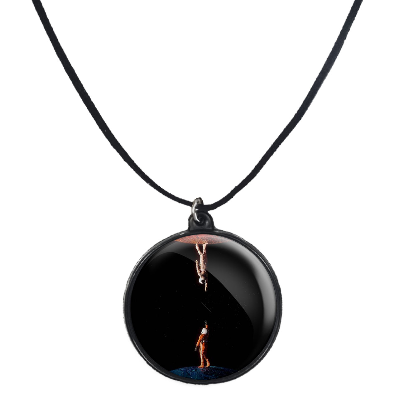 گردنبند پرمانه طرح فضانورد کد pmb.10482 مدل دو طرفه