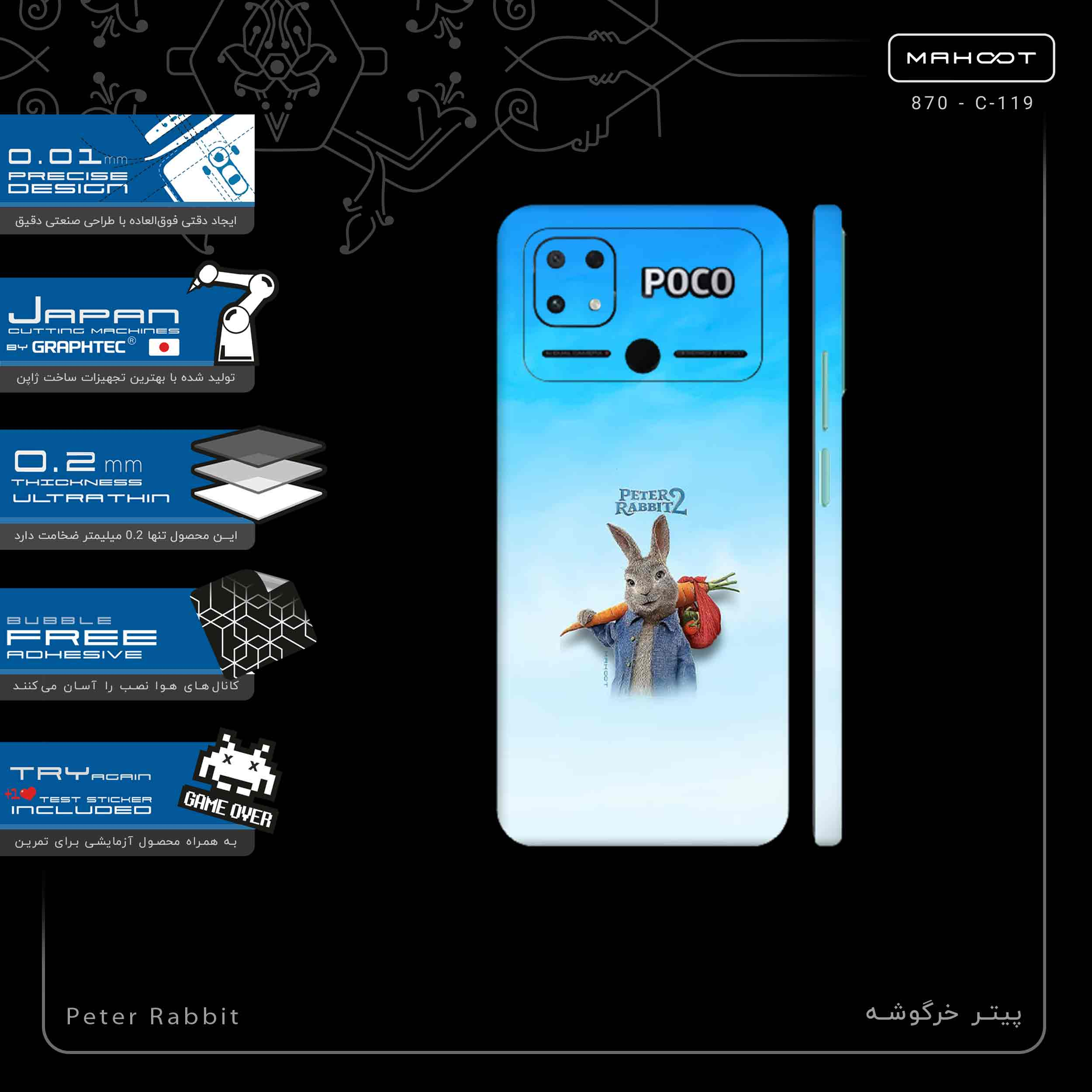 برچسب پوششی ماهوت مدل Peter Rabbit-FullSkin مناسب برای گوشی موبایل شیائومی Poco C40
