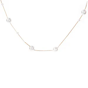 گردنبند زنانه مدل استیل مروارید دار کد 104001800