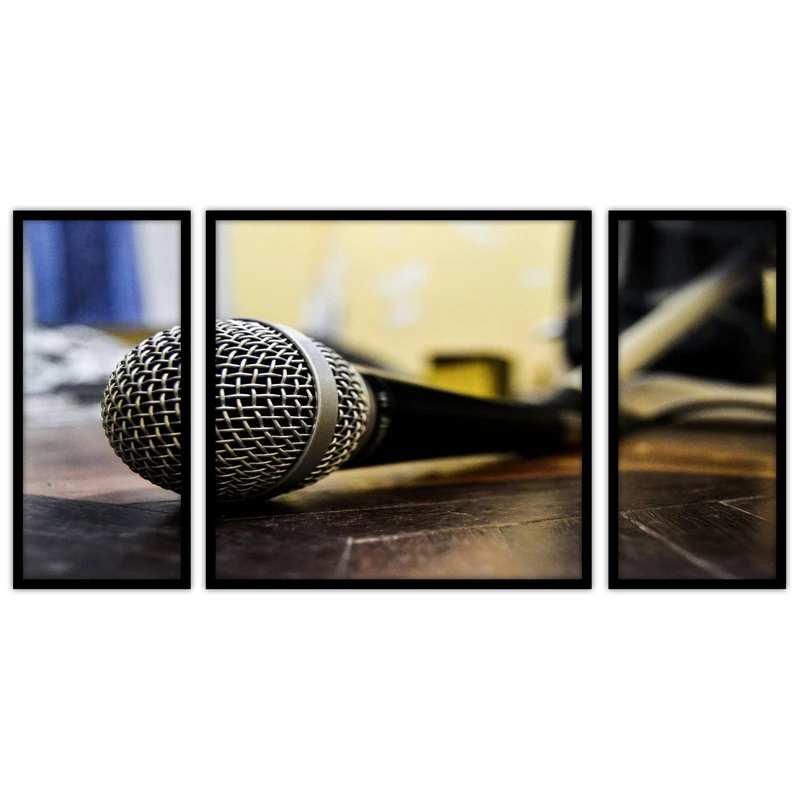 تابلو بکلیت طرح موسیقی و میکروفون مدل B-bu3661 مجموعه 3 عددی