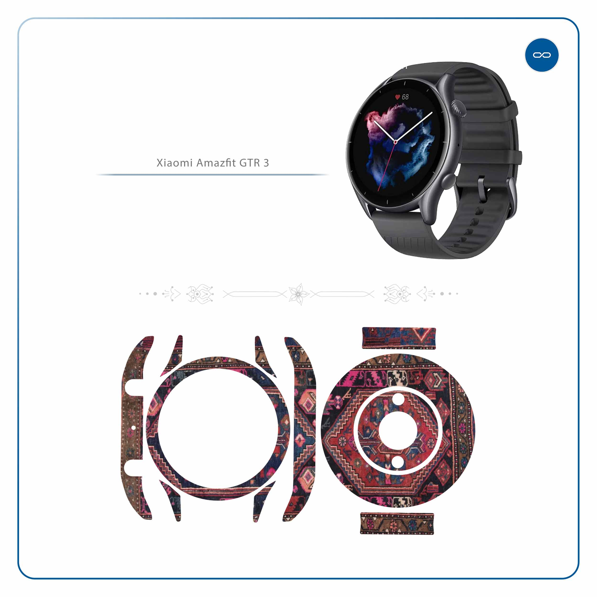 برچسب ماهوت طرح Rug مناسب برای ساعت هوشمند آمازفیت GTR 3