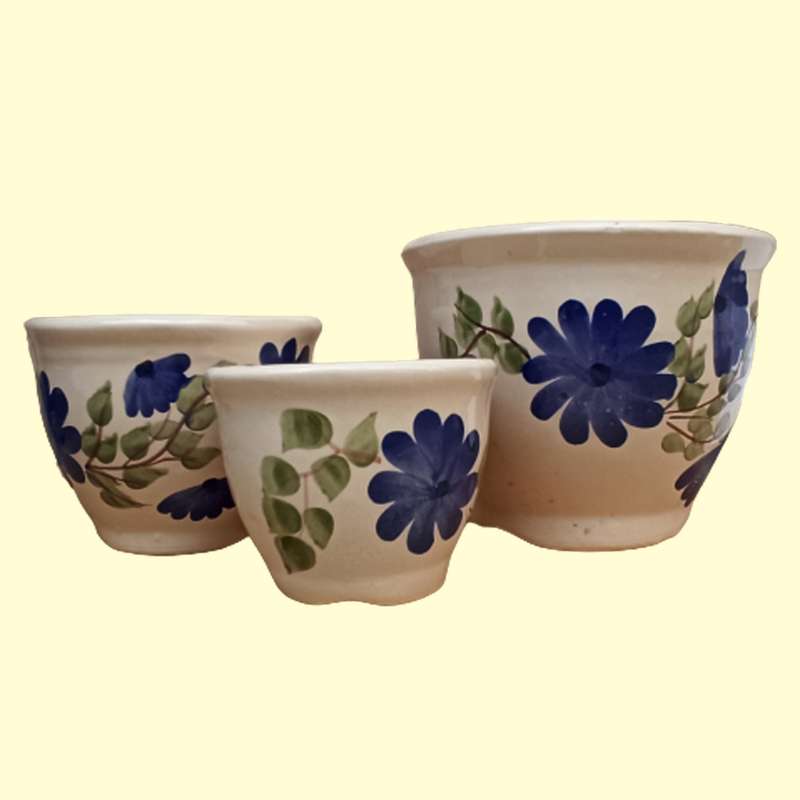 گلدان سرامیکی مدل کاسه ای کد VCB-B33   مجموعه 3 عددی  