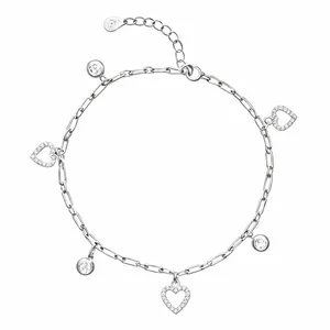 پابند نقره زنانه مدل قلب و نگین کد DAI