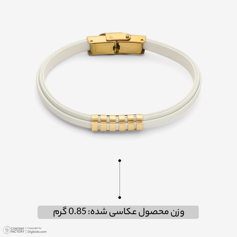 دستبند طلا 18 عیار زنانه با بند چرمی وی گالری مدل AMG3552